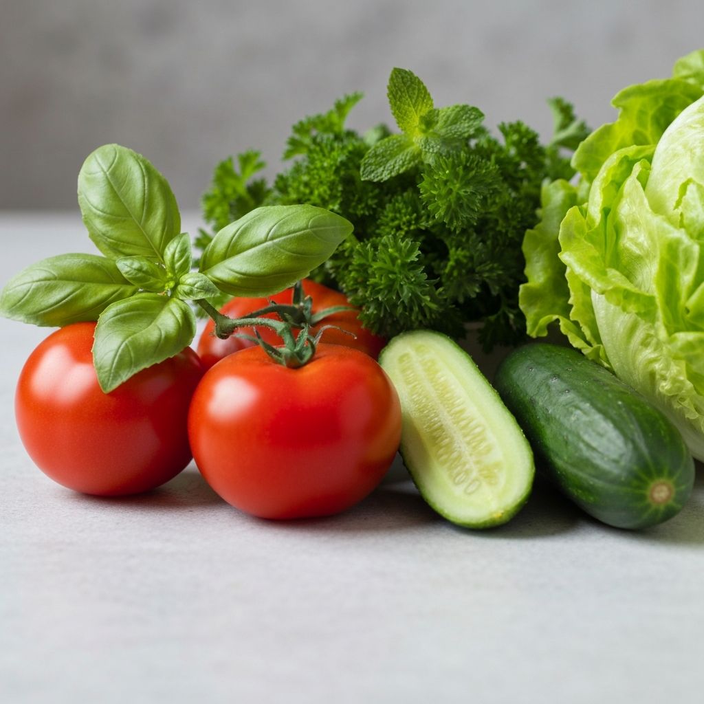 Fresh herbs and vegetables