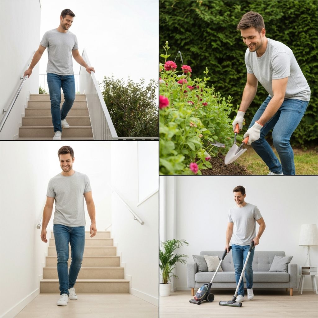 Person doing everyday activities like walking and gardening